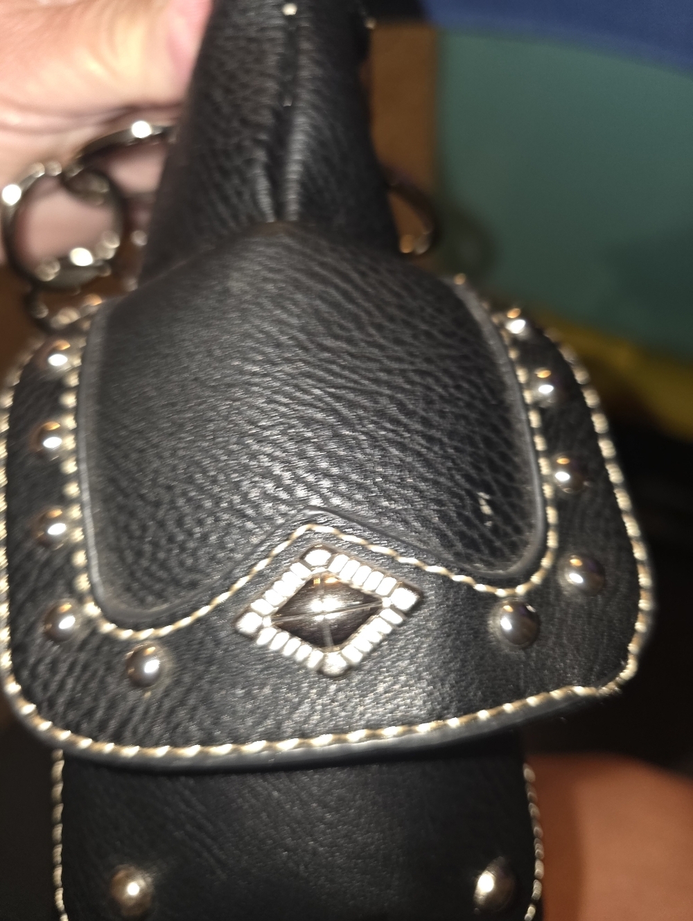 Montana West Black Leather Shoulder Bag with Multicolor Sugar Skull Embroidery - Picture 12 of 14